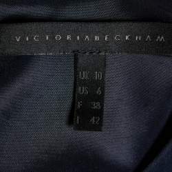 Pre Owned Victoria Beckham Navy Blue Knit Trim Detail Sleeveless Top M