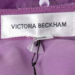 Victoria Beckham Purple Sequin-Embellished Flared Midi Skirt L