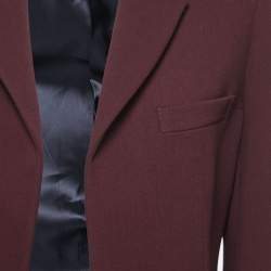 Pre Owned Victoria Beckham Burgundy Wool Open Front Blazer S