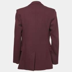 Pre Owned Victoria Beckham Burgundy Wool Open Front Blazer S