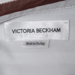 Pre Owned Victoria Beckham Brown Striped Cotton Wrap Shirt Dress S