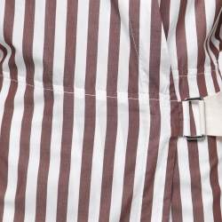 Pre Owned Victoria Beckham Brown Striped Cotton Wrap Shirt Dress S
