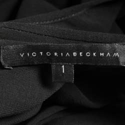 Pre Owned Victoria Beckham Black Crepe & Faux Leather Trimmed Tank Top XS
