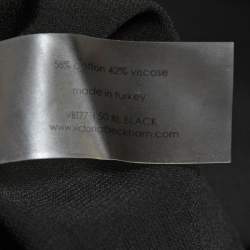 Pre Owned Victoria Beckham Black Crepe & Faux Leather Trimmed Tank Top XS