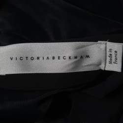 Pre Owned Victoria Beckham Burgundy Colorblock Paneled Chiffon Pleated Midi Skirt M