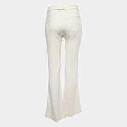 Pre Owned Victoria Beckham Cream Wool Flared Trousers S
