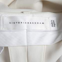 Pre Owned Victoria Beckham Cream Wool Flared Trousers S