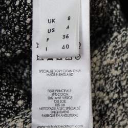 Pre Owned Victoria Beckham Black/White Tweed Draped High Waist Midi Skirt S