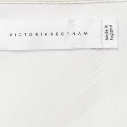 Pre Owned Victoria Beckham White Striped Silk & Chiffon Paneled Maxi Dress M