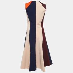 Pre Owned Victoria Beckham Multicolor Crepe Sleeveless Midi Dress M