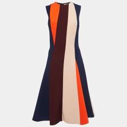 Pre Owned Victoria Beckham Multicolor Crepe Sleeveless Midi Dress M