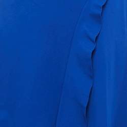 Victoria Beckham Blue Crepe Ruffled Sleeveless Midi Dress M