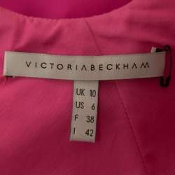 Pre Owned Victoria Beckham Pink Silk & Wool Deep Neck Sleeveless Midi Dress M
