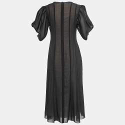 Pre Owned Victoria Beckham Black Synthetic Flared Midi Dress M