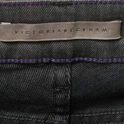 Pre Owned Victoria Beckham Grey Denim Glitter Detail Skinny Jeans M Waist 28"