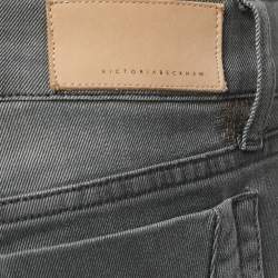Pre Owned Victoria Beckham Grey Denim Glitter Detail Skinny Jeans M Waist 28"