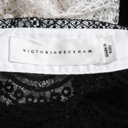 Pre Owned Victoria Beckham Black/White Patterned Lace Button Front Full Sleeve Shirt S