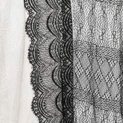 Pre Owned Victoria Beckham Black/White Patterned Lace Button Front Full Sleeve Shirt S