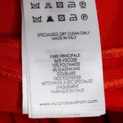 Pre Owned Victoria Beckham Orange Jersey Cold Shoulder Sheath Dress S