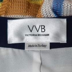 Pre Owned Victoria Beckham Multicolor Striped Knit Pleated Midi Skirt S