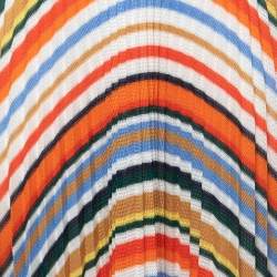 Pre Owned Victoria Beckham Multicolor Striped Knit Pleated Midi Skirt S