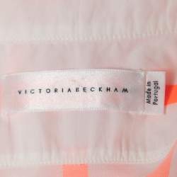 Pre Owned Victoria Beckham White/Orange Striped Cotton Oversized Shirt L