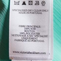 Pre Owned Victoria Beckham Green Silk Lame Ruffled Top S