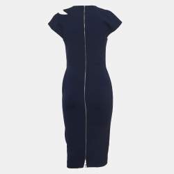Pre Owned Victoria Beckham Navy Blue Silk Blend Cut Out Detail Sheath Dress M