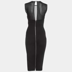 Pre Owned Victoria Beckham Black Crepe Silk Trimmed Sleeveless Midi Dress S