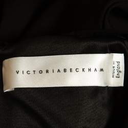 Pre Owned Victoria Beckham Black Crepe Silk Trimmed Sleeveless Midi Dress S