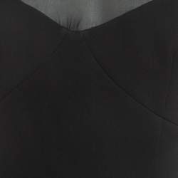 Pre Owned Victoria Beckham Black Crepe Silk Trimmed Sleeveless Midi Dress S