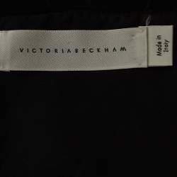 Victoria Beckham Navy Blue Pinstriped Wool Lace-Trimmed Midi Dress S
