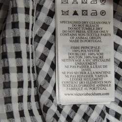 Victoria Beckham Black/White Gingham Crepe Shirred Seersucker Midi Dress s