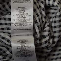 Victoria Beckham Black/White Gingham Crepe Shirred Seersucker Midi Dress s