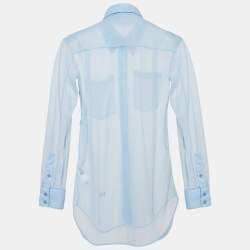 Pre Owned Victoria Beckham Blue Sheer Nylon Buttoned Full Sleeve Shirt S