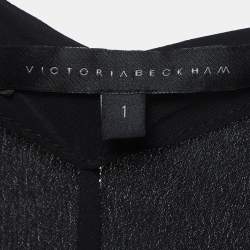 Pre Owned Victoria Beckham Black Silk Blend Deep Cowl Neck Top S