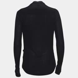 Pre Owned Victoria Beckham Black Silk Blend Deep Cowl Neck Top S