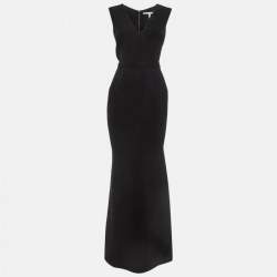 Pre Owned Victoria Beckham Black Silk Blend Belted Maxi Dress S