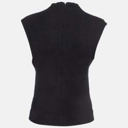 Pre Owned Victoria Beckham Black Wool Blend Knit Sleeveless Top M
