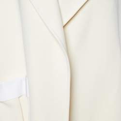 Pre Owned Victoria Beckham Cream Silk & Wool Pea Gilet Jacket S