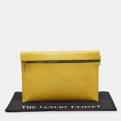 Pre Owned Victoria Beckham Yellow Leather Zip Pouch