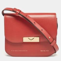 Victoria Beckham Brick Red Leather Eva Crossbody Bag