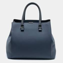 Pre Owned Victoria Beckham Blue Leather Liberty Tote