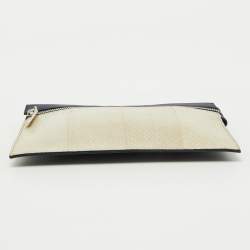 Victoria Beckham Navy Blue/White Python Small Zip Pouch