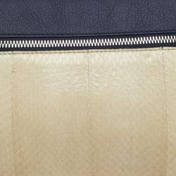 Victoria Beckham Navy Blue/White Python Small Zip Pouch