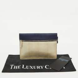 Victoria Beckham Navy Blue/White Python Small Zip Pouch