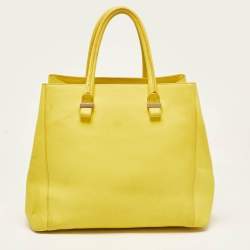 Pre Owned Victoria Beckham Yellow Grained Leather Quincy Tote