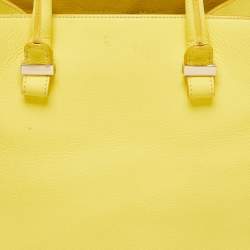 Pre Owned Victoria Beckham Yellow Grained Leather Quincy Tote