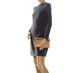 Pre Owned Victoria Beckham Peach Orange Leather Zip Clutch