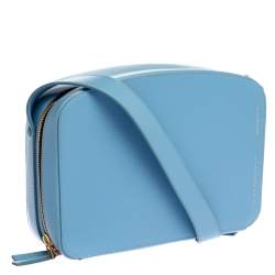 Pre Owned Victoria Beckham Baby Blue Leather Crossbody Bag